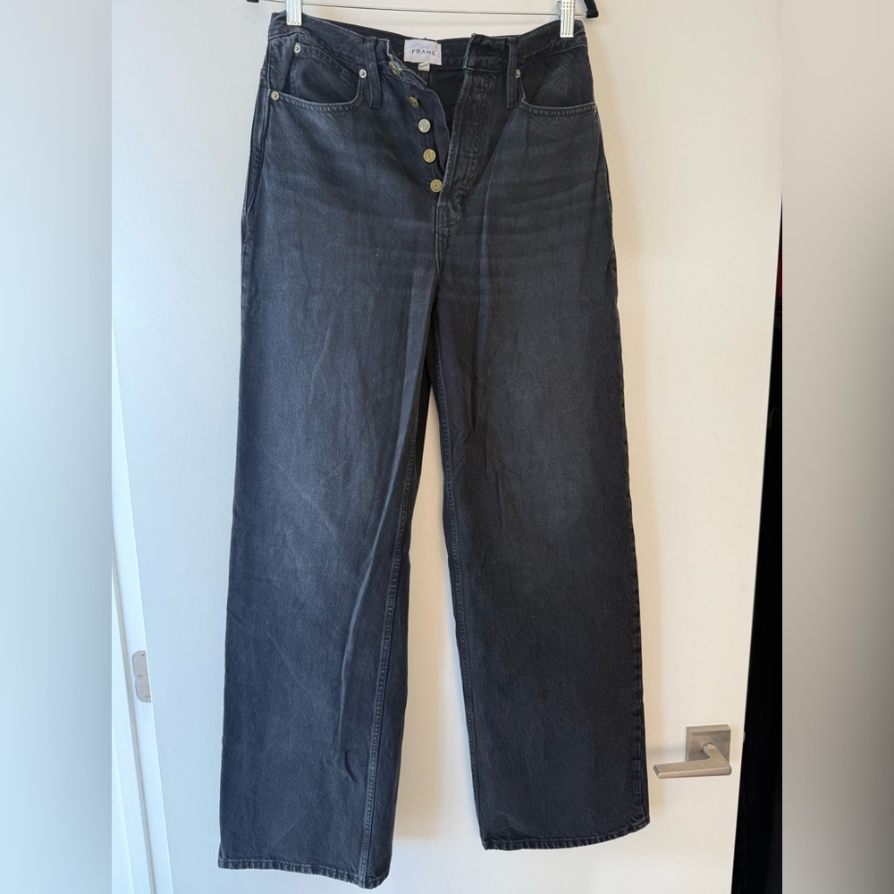 Frame Denim Black Wide-Leg Jeans